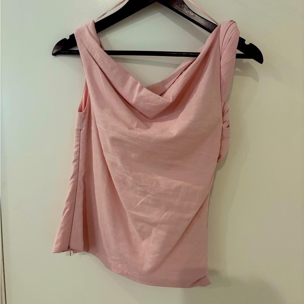 Zara Pink Linen Off-Shoulder Top